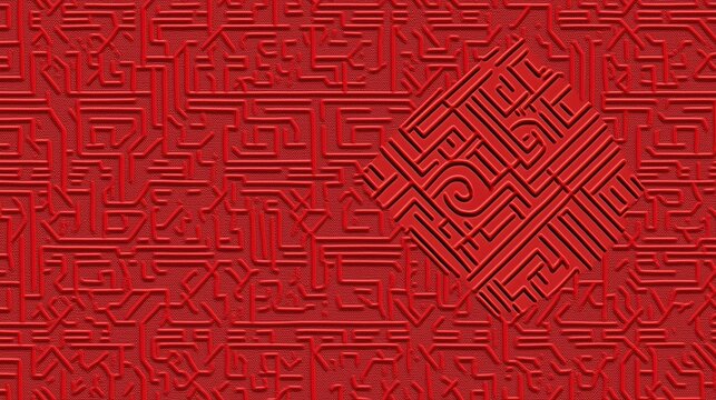 Abstract red pattern with heart-shaped maze