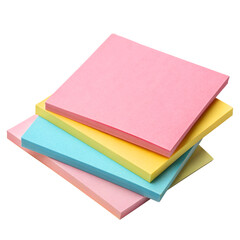 stack of pastel colored sticky notes isolated on transparent background