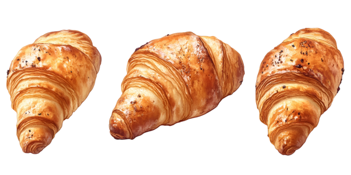 Four croissants arranged horizontally