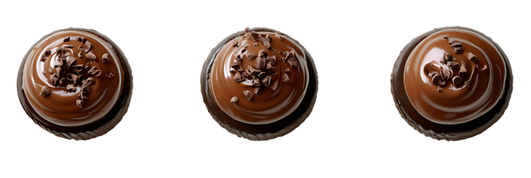 Four detailed brown decorative round elements