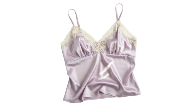 Isolated camisole lingerie top with lace trim, woman's fashion apparel, sleepwear nightgown