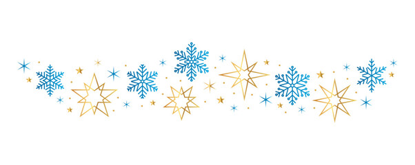 snowflakes and stars border isolated vector illustration