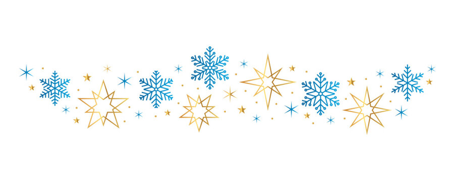 snowflakes and stars border isolated vector illustration