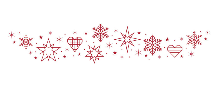 snowflakes and stars border isolated vector illustration - Powered by Adobe