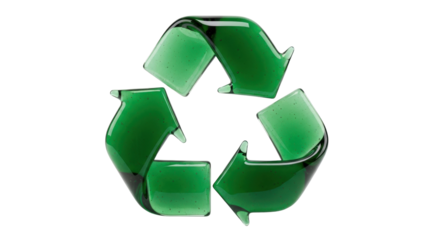 Isolated Recycling Symbol Made of Green Glass, Environmentally Friendly, Eco Concept