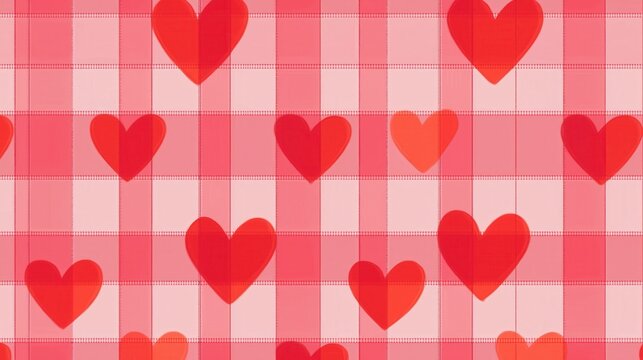 Red Hearts on Gingham Pattern - Powered by Adobe