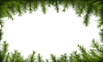 Christmas Pine Frame Border – Holiday Evergreen with Transparent Background
