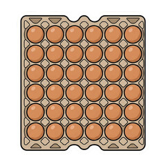 Cartoon Illustration of 30 Fresh Brown Eggs in a Carton Tray Sticker