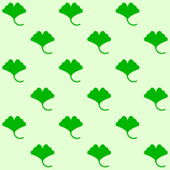 Ginkgo biloba leaf pattern. Herbal medicine botanical seamless design. Light green background. Ideal for natural health branding, supplements, cosmetics and wellness products. Vector illustration.