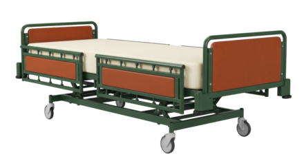 Isolated adjustable hospital bed with mattress, nursing equipment for patient health care