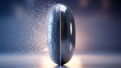 Pill dissolving, showing before and after effects.