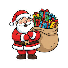 Cute Cartoon Santa Claus Holding a Sack of Gifts Sticker