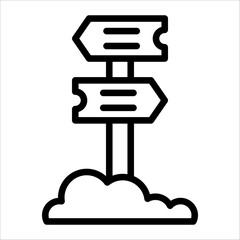 Single direction board icon with black line style for design element or coloring book element