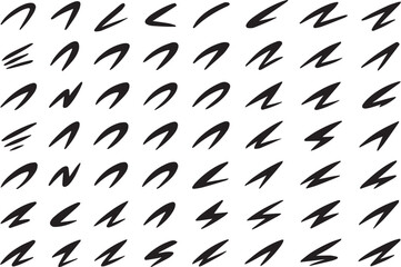 Abstract Speed and Energy Vector Elements Set: Dynamic Brush Strokes, Lightning, and Motion Graphics.