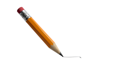 Classic Wooden Writing Pencil Drawing a Fine Line on White Background