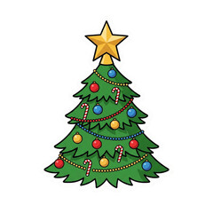 Decorated Christmas Tree with Star and Ornaments Sticker