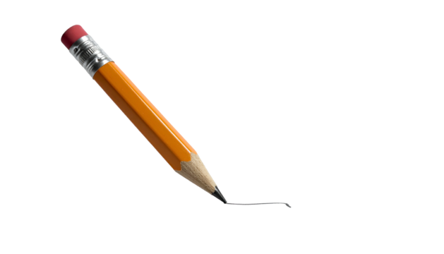 Classic Wooden Writing Pencil Drawing a Fine Line on White Background