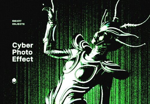 Cyber Screen Photo Effect Mockup