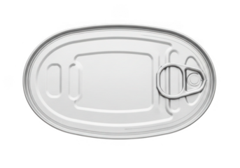 Oval shaped metal food can with pull tab isolated on transparent background