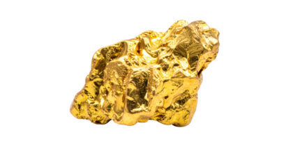 Shiny Natural Gold Nugget Isolated on White Background