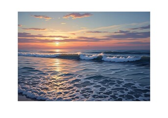 Ocean waves crashing during a vibrant sunset view