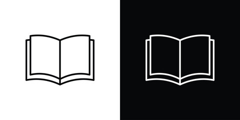 open book icons set with editable black and white stroke line style for ui designs
