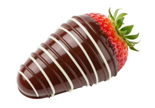 Isolated chocolate-covered strawberry dessert, drizzled confection sweet treat, gourmet delicacy