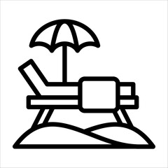 Single relaxing bench icon with black line style for design element or coloring book element