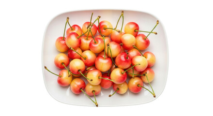 Isolated Rainier cherries on plate, sweet summer fruit, food harvest dessert, healthy fresh