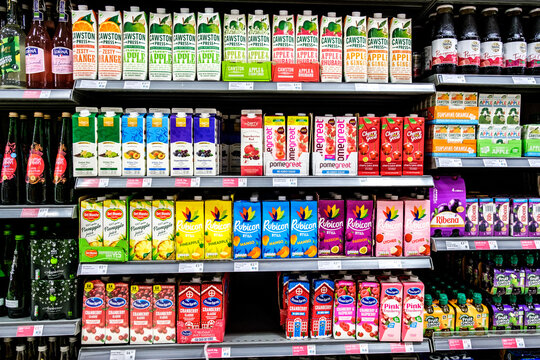 Selection Of Supermarket Fruit Juice Drinks