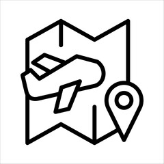 Single destination icon with black line style for design element or coloring book element