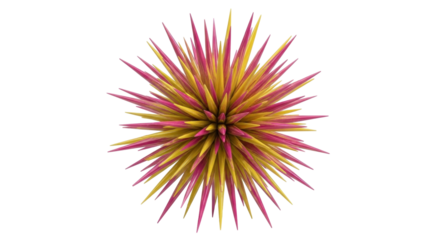 Isolated spiky abstract object with geometric pattern and yellow and pink colors, design element