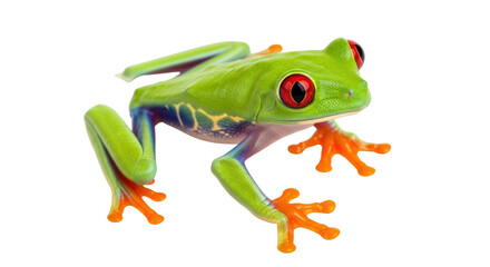 Isolated Red-Eyed Tree Frog on Plain Background in Costa Rica, Tropical Amphibian Animal
