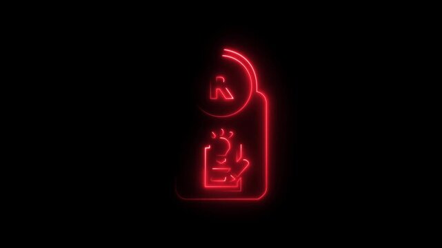 Abstract glowing neon Relevant Smart goal setting icon animation with dark background.