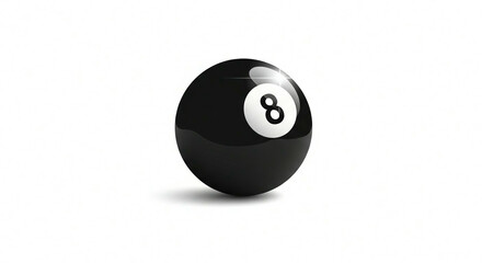 Black eight ball isolated on white background with shadow