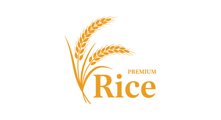 Naklejka premium Premium Rice Logo Design with Golden Wheat Stalks and Text
