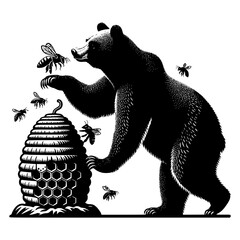Bear outreaching Beehive for Honey vector image illustration