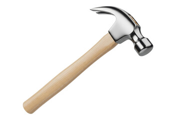 Isolated Claw Hammer Tool with Wooden Handle for Carpentry and Construction Work Project
