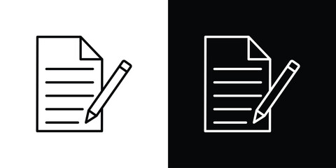 Registration paper icons set with editable black and white stroke line style for ui designs