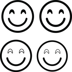 Fototapeta premium Four simple black and white smiley faces with different expressions