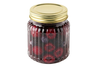 Isolated jar of fresh berry preserves sweetens baking and breakfast treats for all year