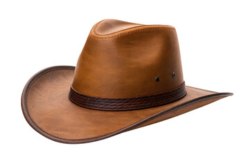 Brown leather cowboy hat isolated on transparent background