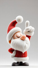 Cute 3D cartoon Santa Claus pointing up - holiday character showing copy space for festive message