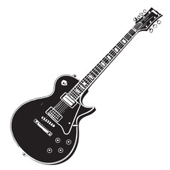 Fototapeta premium Black guitar Silhouette Vector, High Quality Illustration on White Background