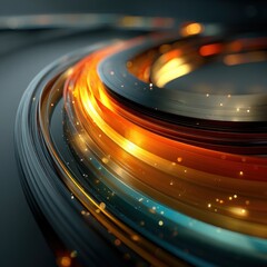 Abstract Glowing Light Trails in a Dark Environment.