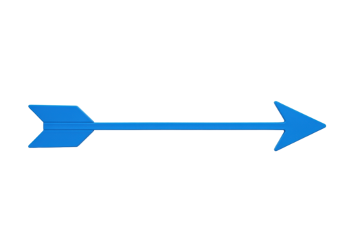 Isolated Blue Arrow Pointing Right Direction for Archery, Strategy, Planning, and Success
