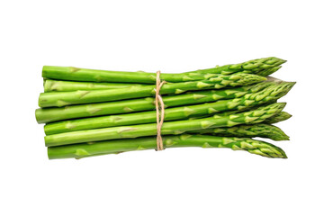 Fresh green asparagus bundle isolated on transparent background