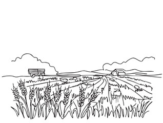 doodles sketch harvest village fields