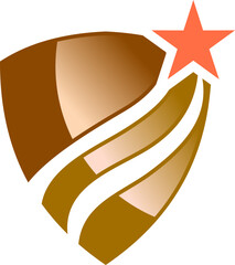 vector illustration of a golden shield secure technology vector logo