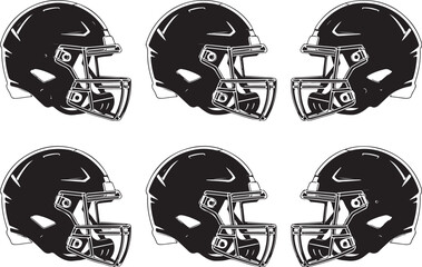 American Football Player Silhouettes in Action Poses